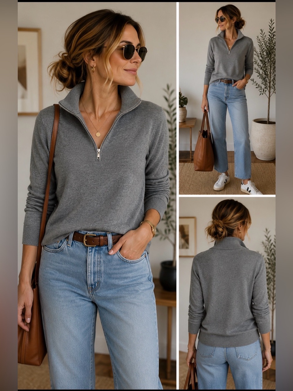 J.Crew Merino Blend Quarter Zip Sweater Gray XL Lightweight Pullover